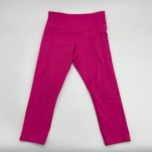 ZYIA Capri Leggings Hot Pink Side Pocket High Waisted Womens Size 6-8